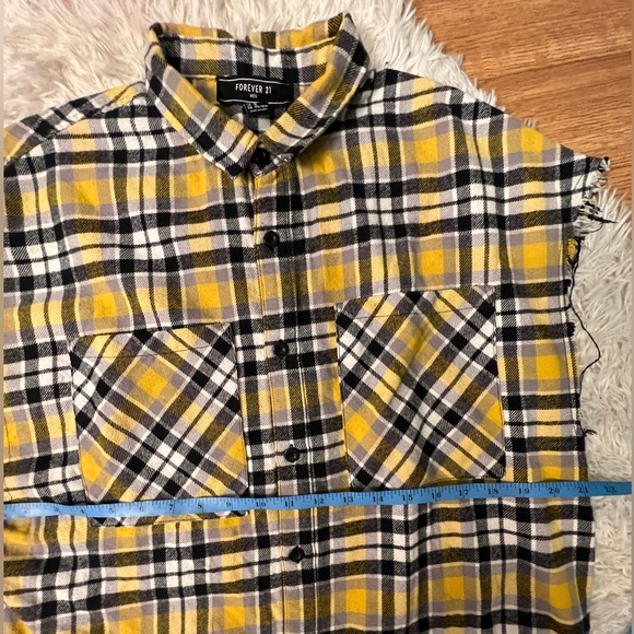 Forever21 Men Plaid Sleeveless Button down Shirt Top Medium - Picture 4 of 6